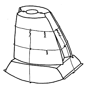 Closed three part mold, prepared for casting.