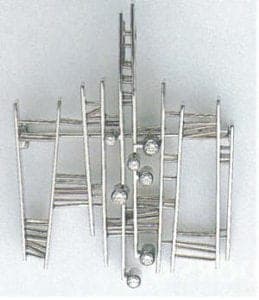 Brooch or pendant, around 1970, by Kurt Aepli (1914). White gold and diamonds