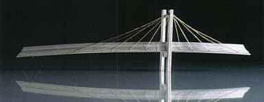 Severn Bridge (brooch), 2003 silver, gold thread width 3 1/2