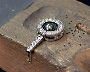 950 Palladium and Cultured Tahitian Pearl Earrings