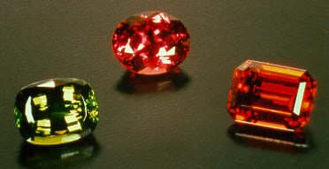 Green Tsavorite, Pink Rhodolite and Orange Spessartite