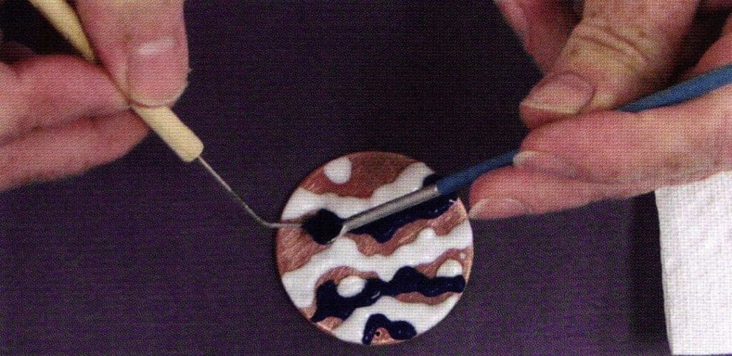 Fig 3. Applying Wet enamel to copper side