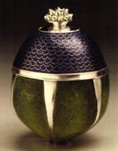 Seeded Container by Sarah Perkins, 2003. Enamel, silver, 4.50