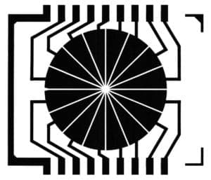 Cybernetic Jewelry: Front plane electrode patter for 16-segment disk LCD