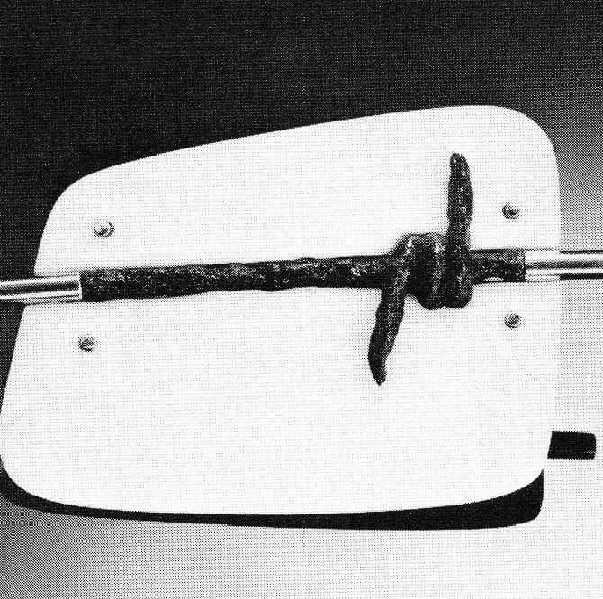 Ivory Pin with steel, 14k gold, 1 x 1½ x 1/4