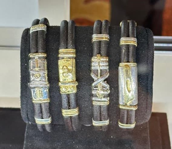 Four Tuscan leather bracelets by Misani Milano