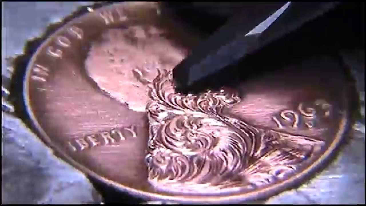 Hand Engraving Practice Freehand Scrollwork Lincoln Cent