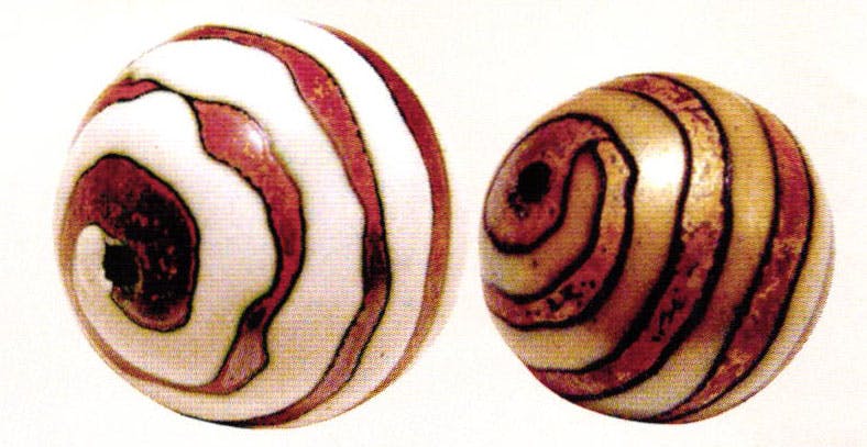 Enameled Spiral Beads