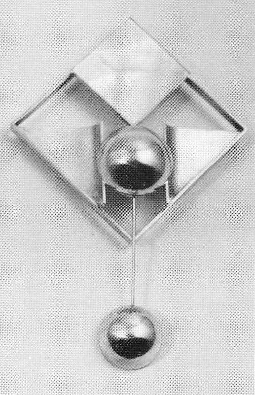 Brooch, silver gold plated with mother of pearl, 1967