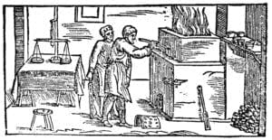 A woodcut form the original 16th century edition of Pirotechnia