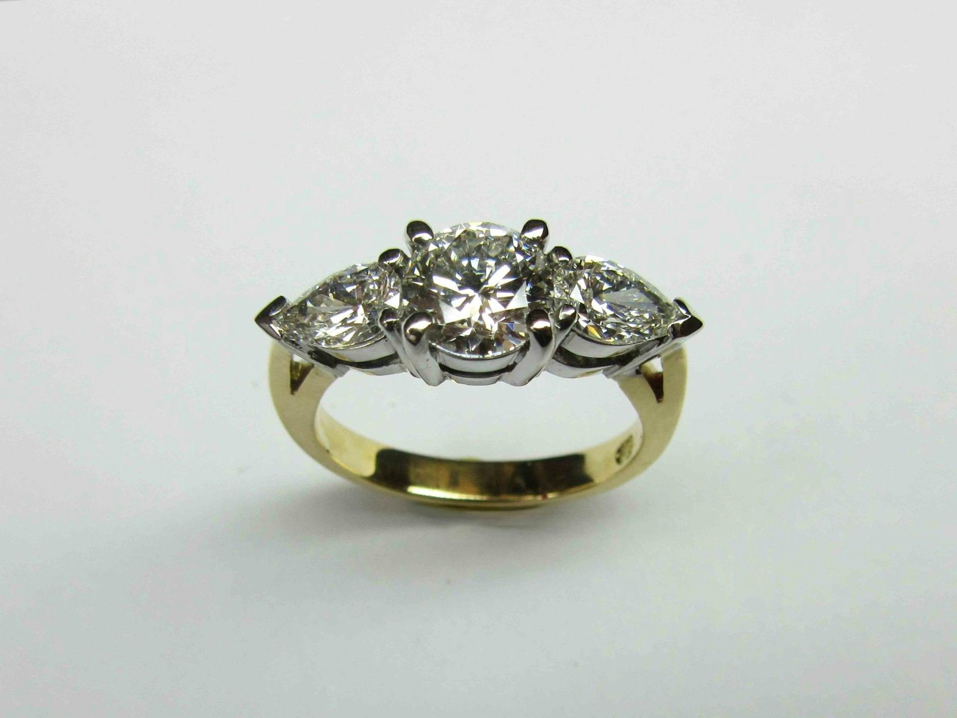 3-Stone Round and Pear-Shaped Dress Ring